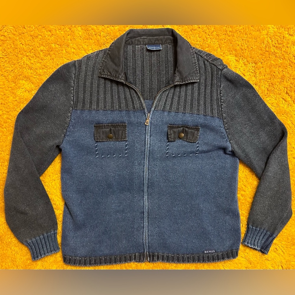 Vintage Blue Willi’s Danish Full Zip Collared Sweater